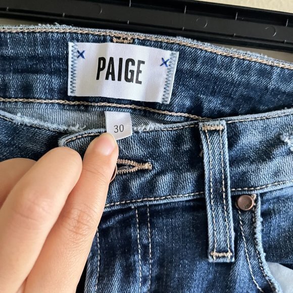 Paige Hoxton Ankle Peg High Rise Skinny Distressed Jeans Ankle Womens Size 30 - Picture 3 of 8